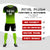 Custom Black Neon Green Printing Sportswear Soccer Sets Jersey