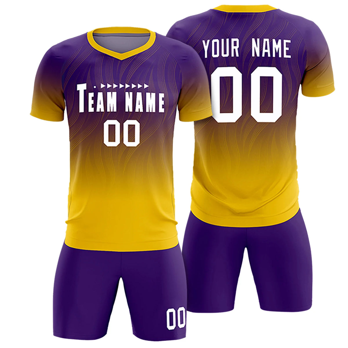 Custom Purple Gold01 Printing Sportswear Soccer Sets Jersey