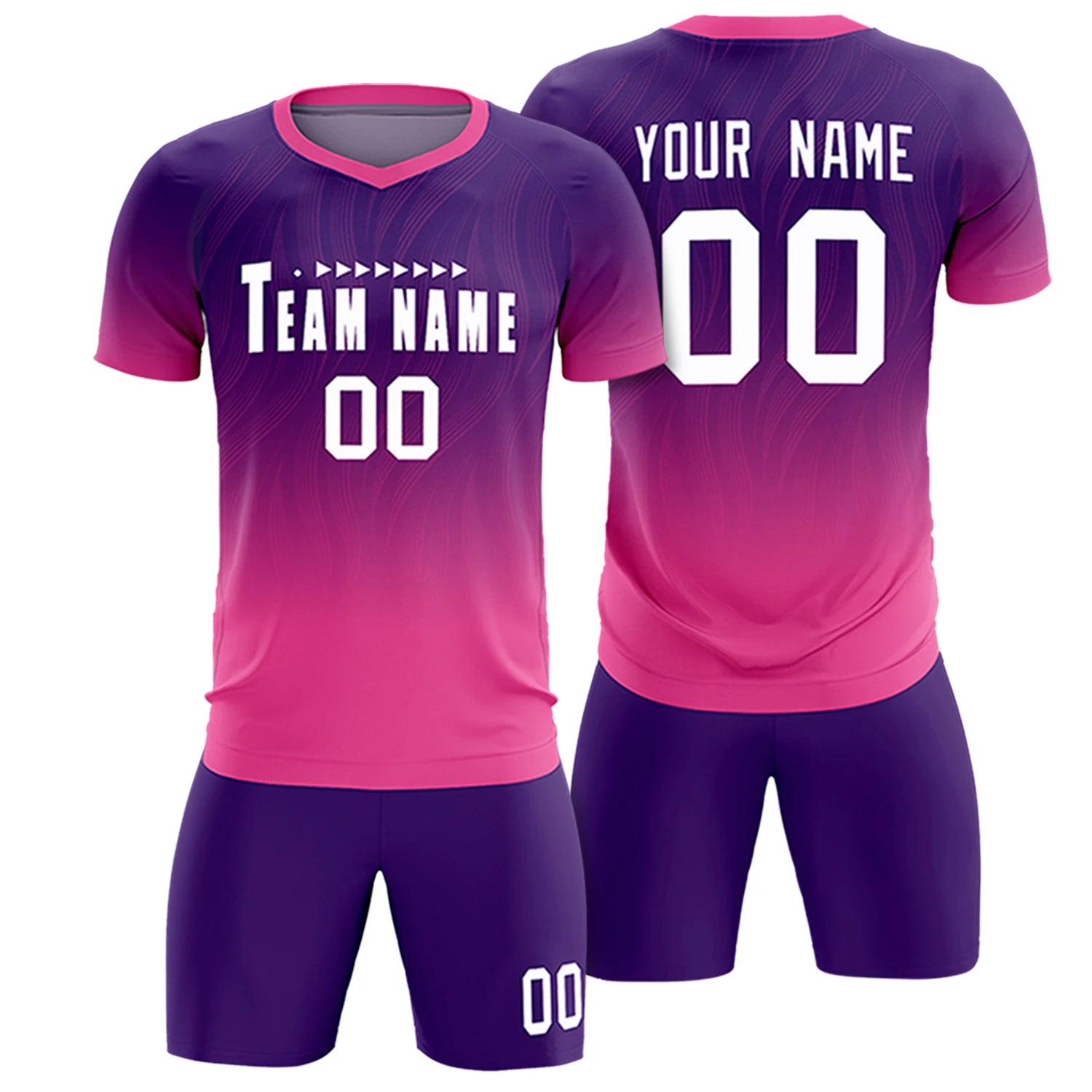 Custom Purple Pink Printing Sportswear Soccer Sets Jersey