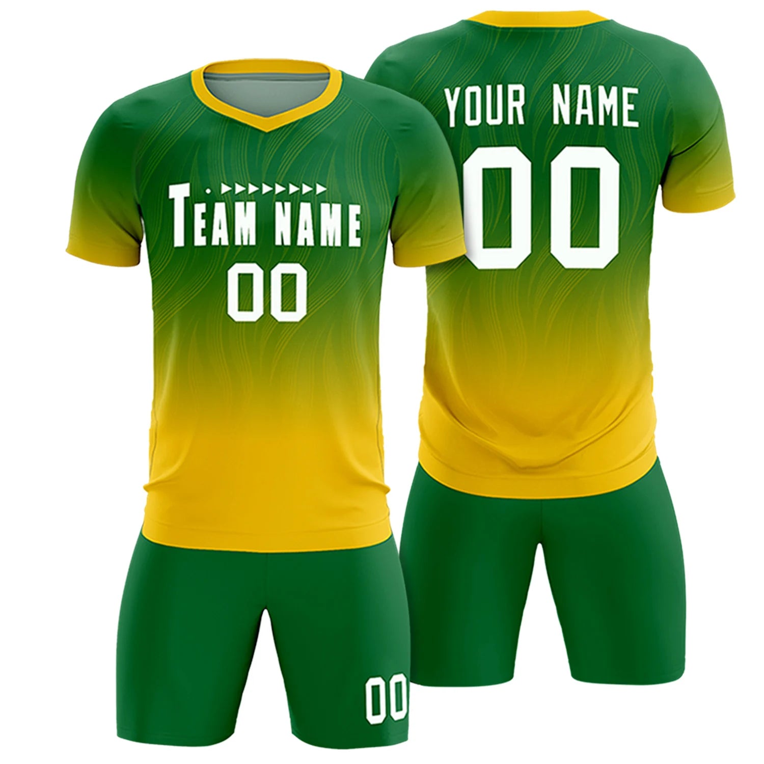 Custom Kelly Green Gold01 Printing Sportswear Soccer Sets Jersey