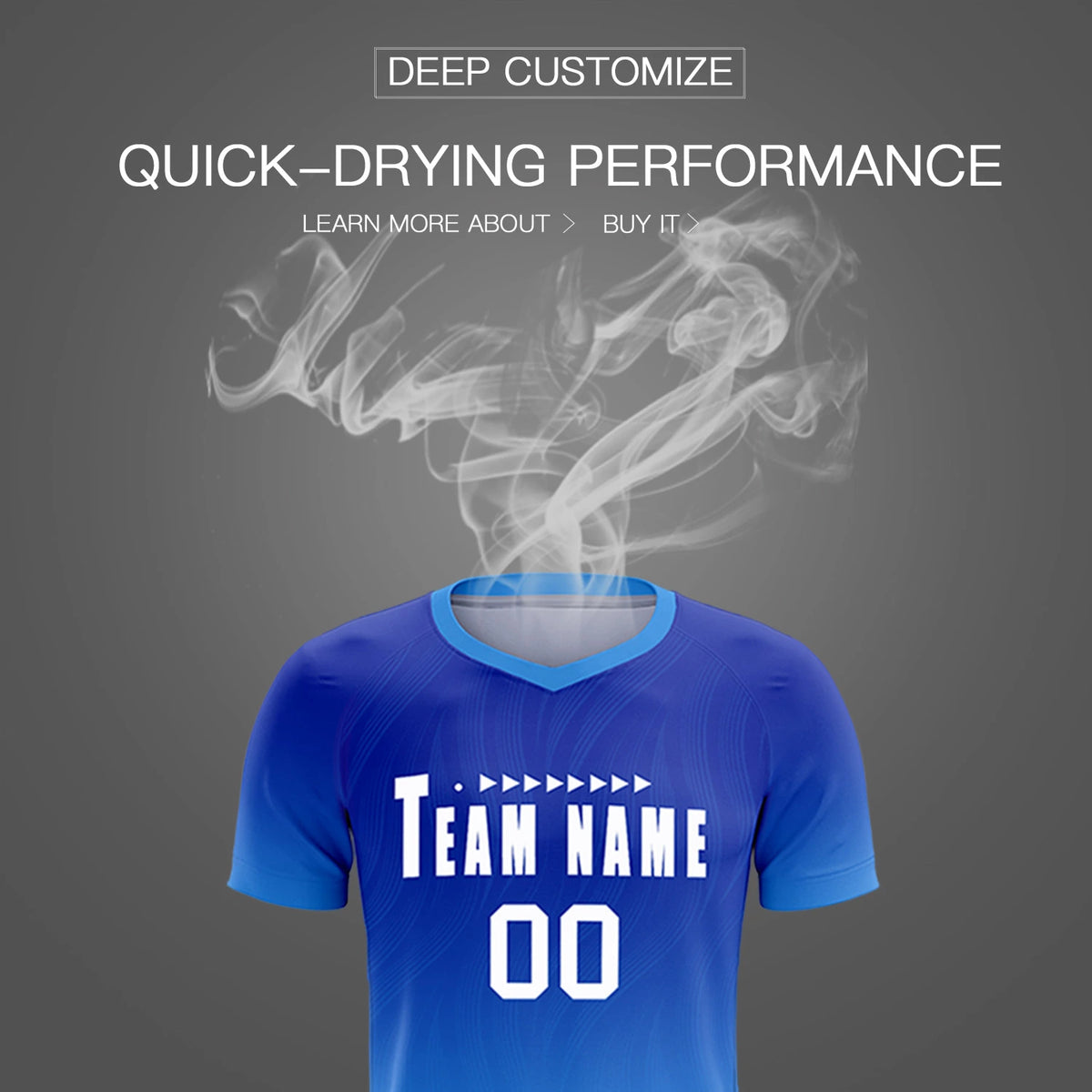 Custom Royal Blue Powder Blue Printing Sportswear Soccer Sets Jersey