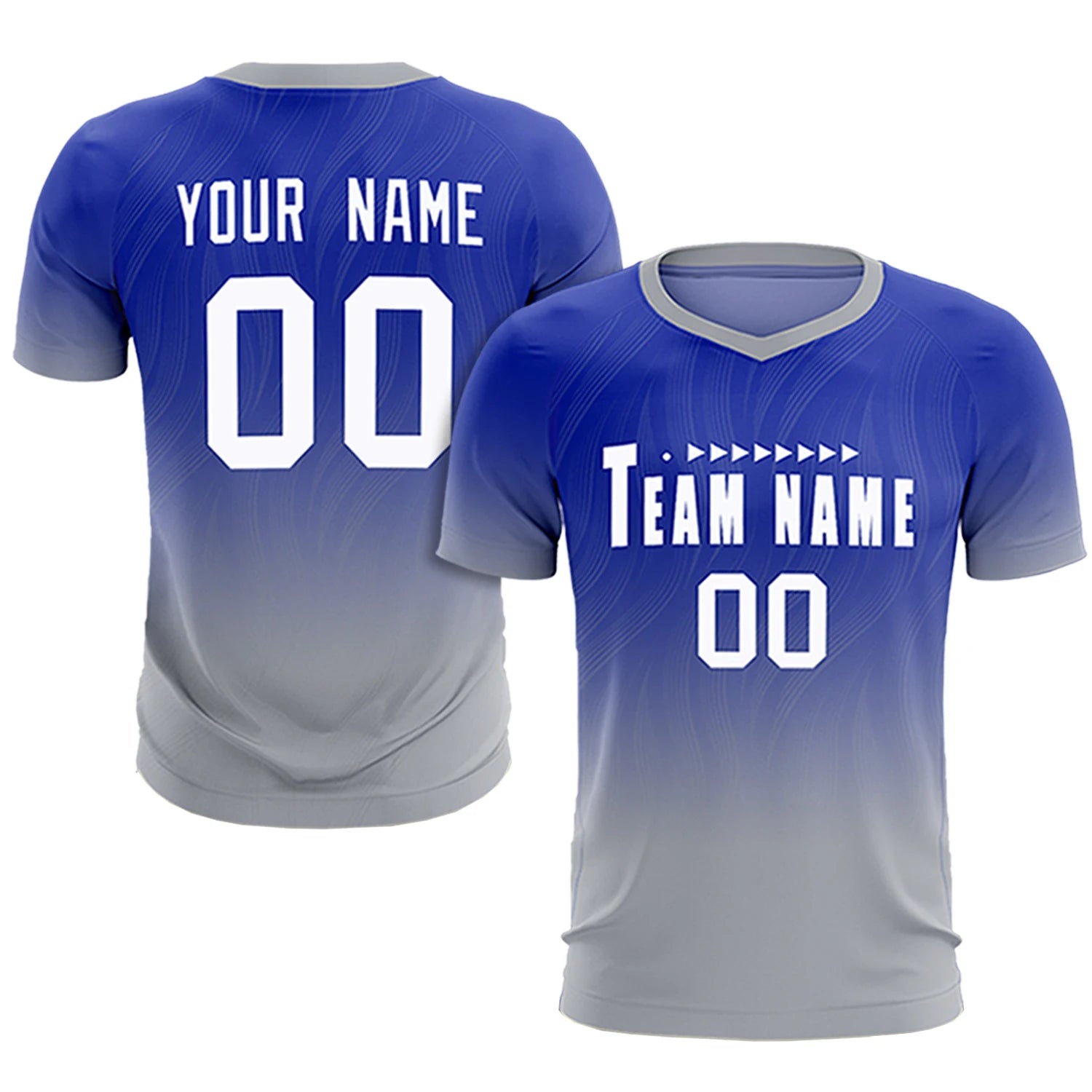 Custom Royal Blue Gray Printing Sportswear Soccer Sets Jersey