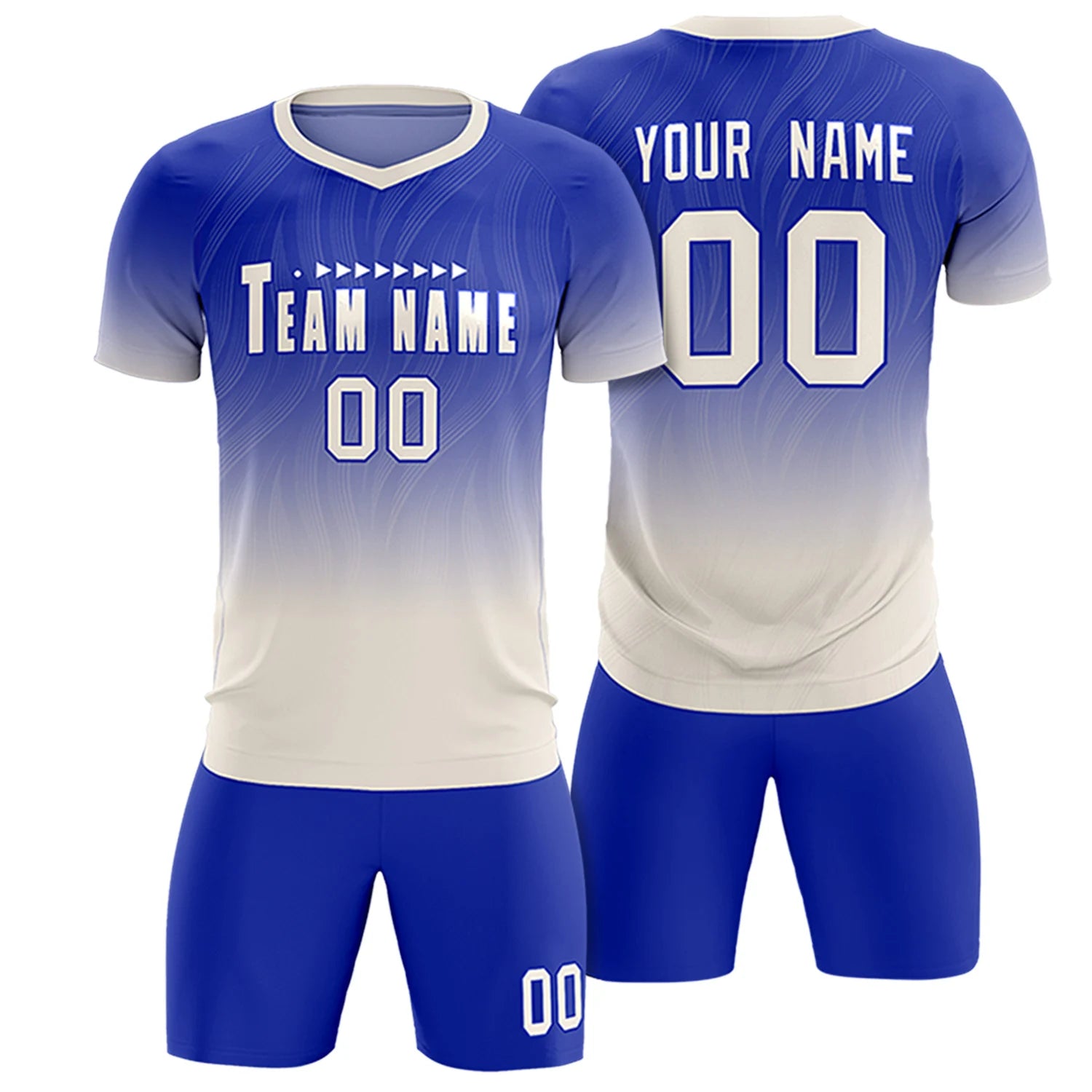 Custom Royal Blue Khaki Printing Sportswear Soccer Sets Jersey