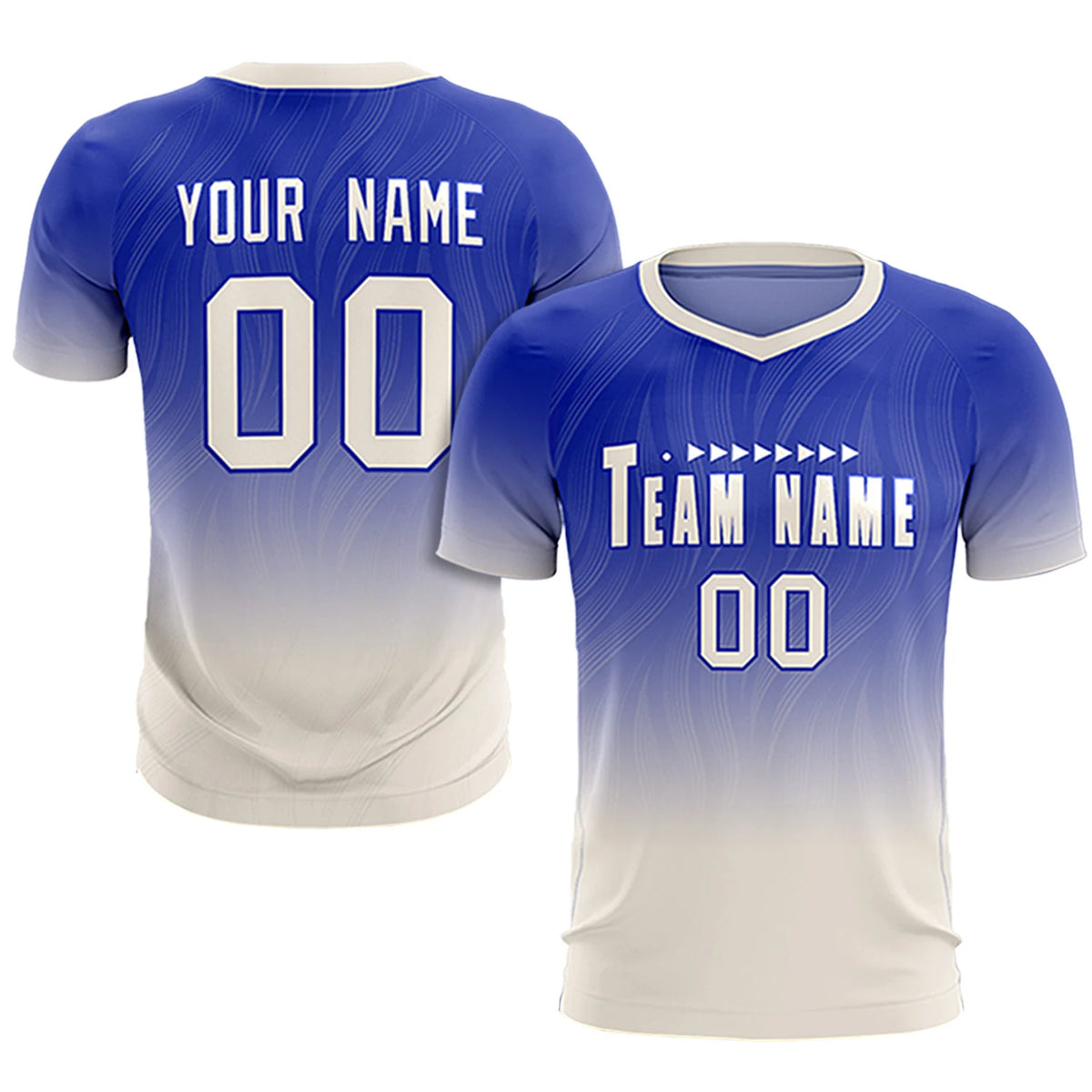 Custom Royal Blue Khaki Printing Sportswear Soccer Sets Jersey
