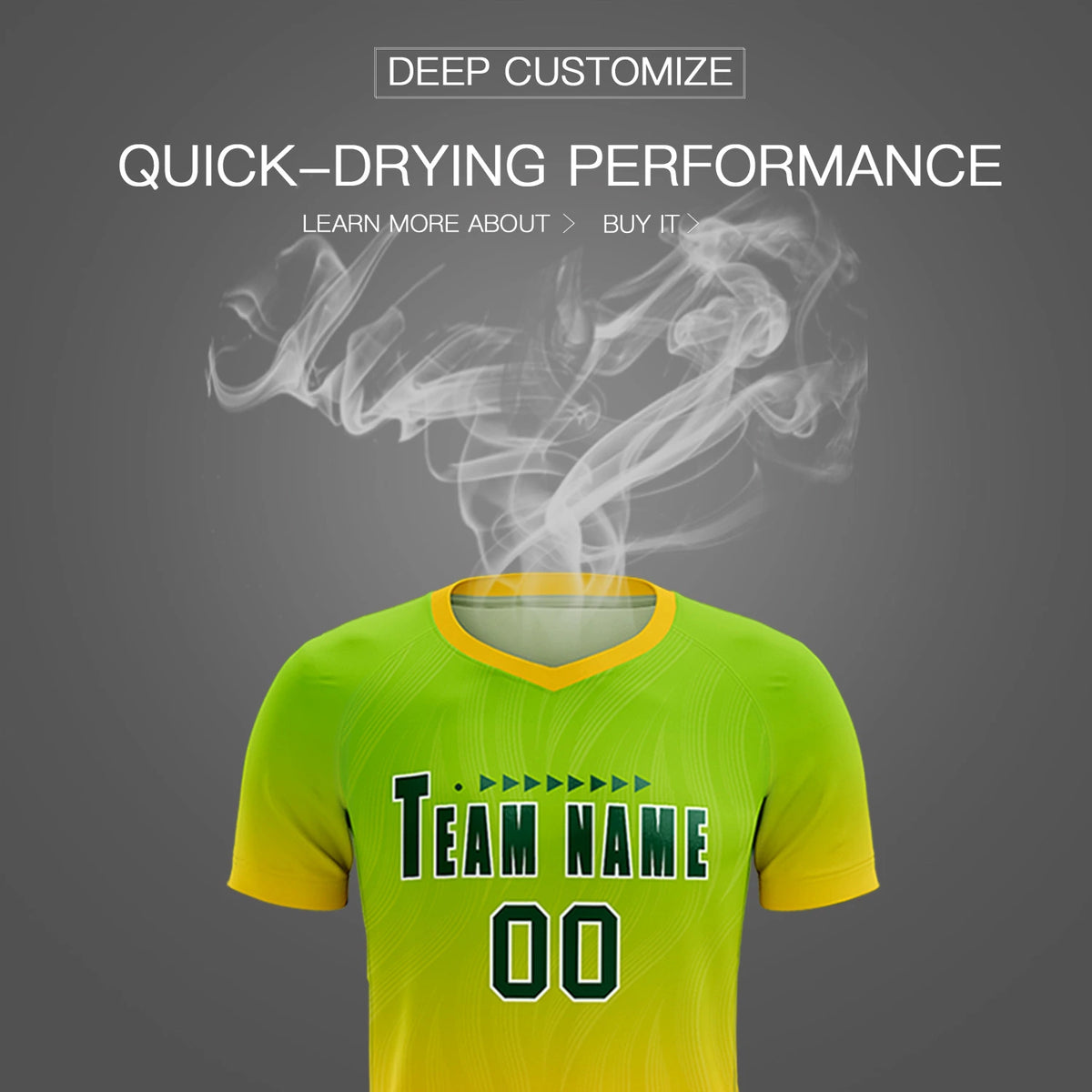 Custom Neon Green Gold01 Printing Sportswear Soccer Sets Jersey