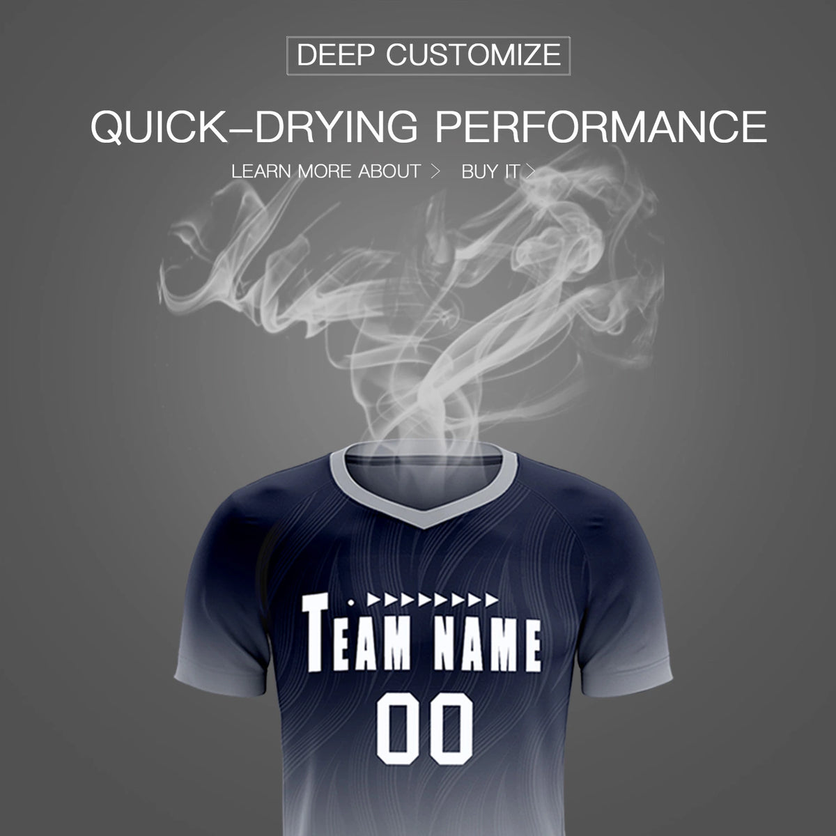 Custom Navy Gray Printing Sportswear Soccer Sets Jersey