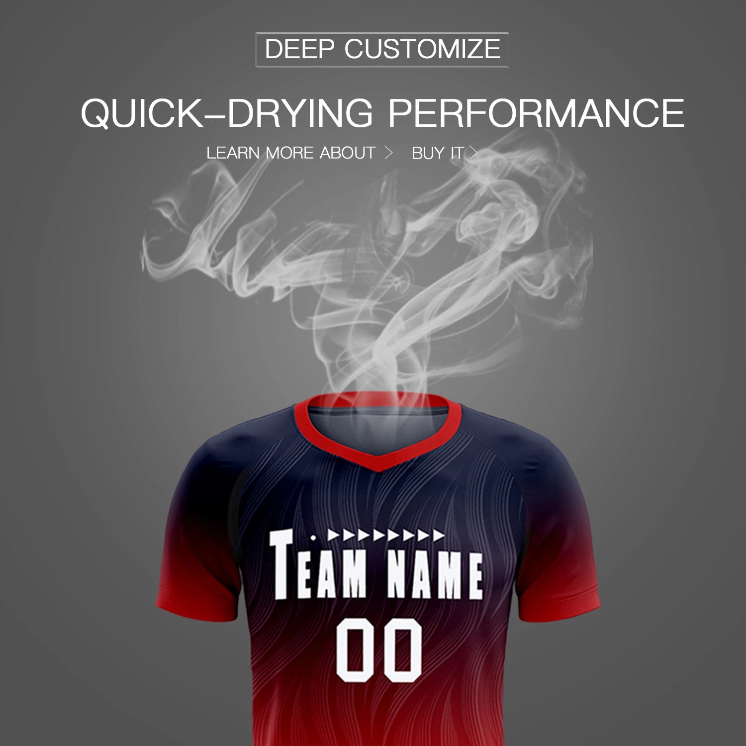 Custom Navy Red Printing Sportswear Soccer Sets Jersey