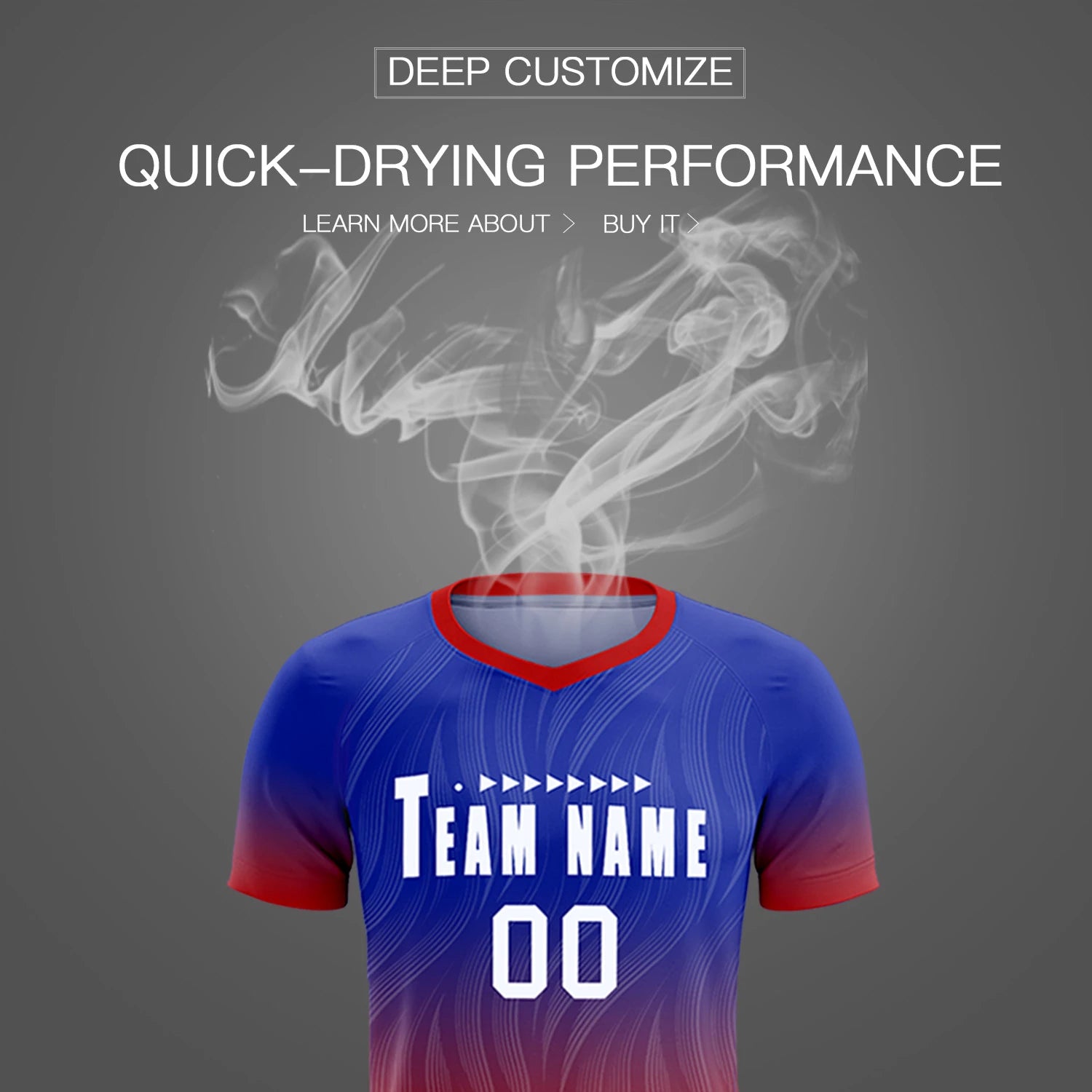 Custom Royal Blue Red Printing Sportswear Soccer Sets Jersey