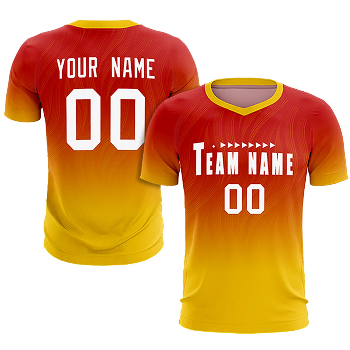 Custom Red Gold01 Printing Sportswear Soccer Sets Jersey