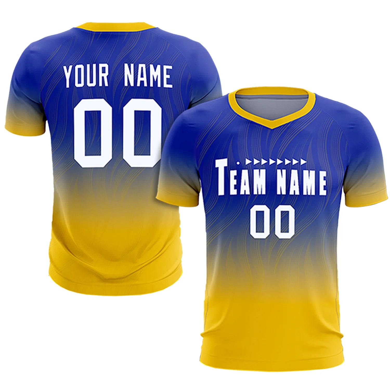 Custom Royal Blue Gold01 Printing Sportswear Soccer Sets Jersey