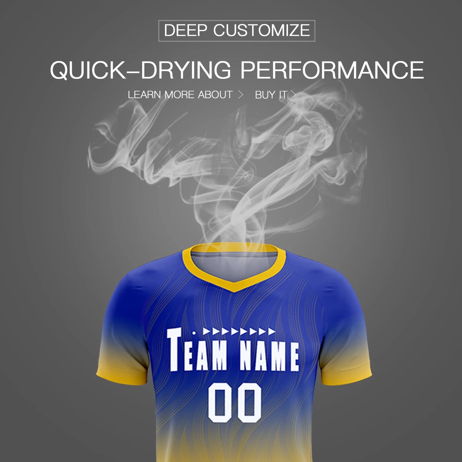 Custom Royal Blue Gold01 Printing Sportswear Soccer Sets Jersey