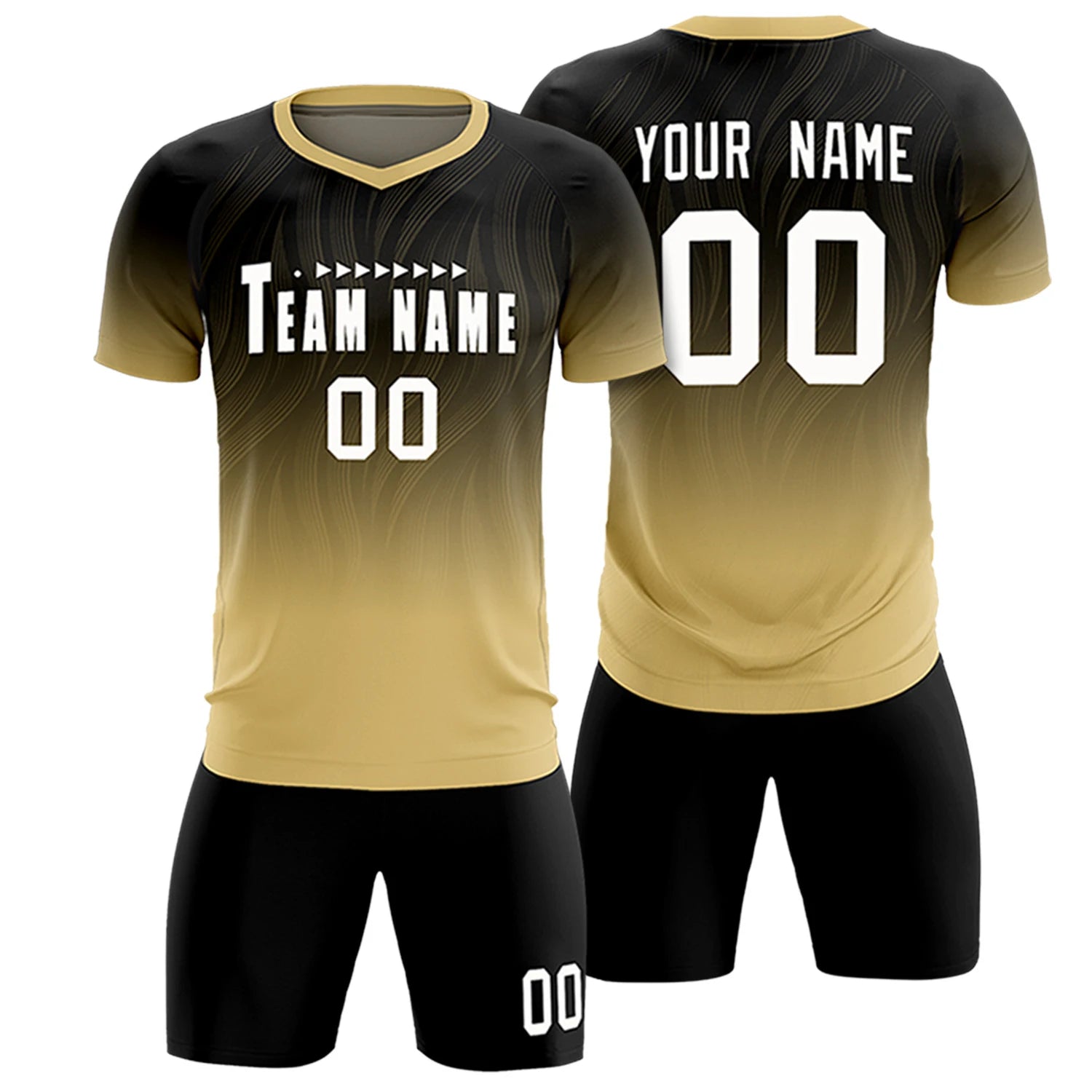 Custom Black Khaki Printing Sportswear Soccer Sets Jersey