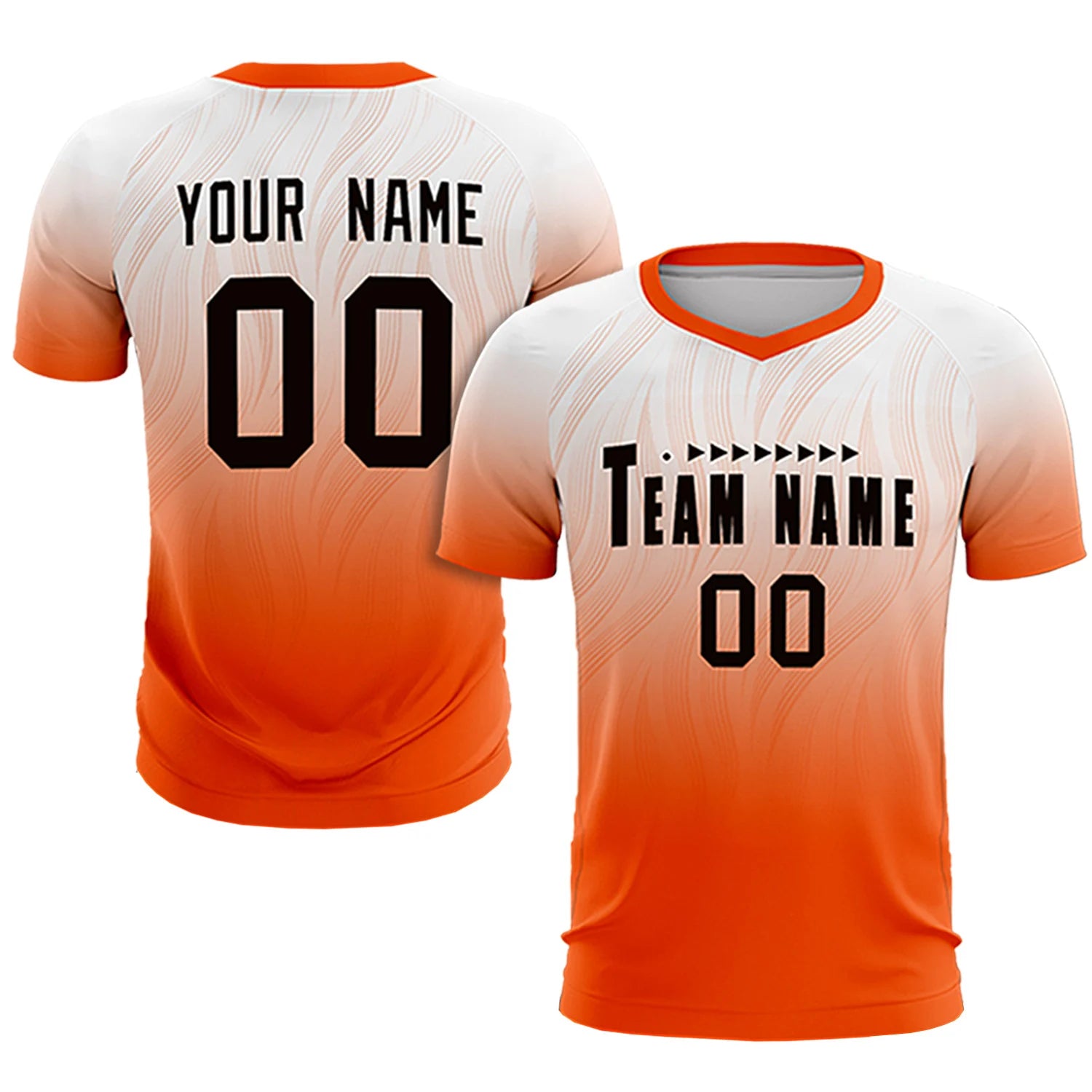 Custom White Orange Printing Sportswear Soccer Sets Jersey