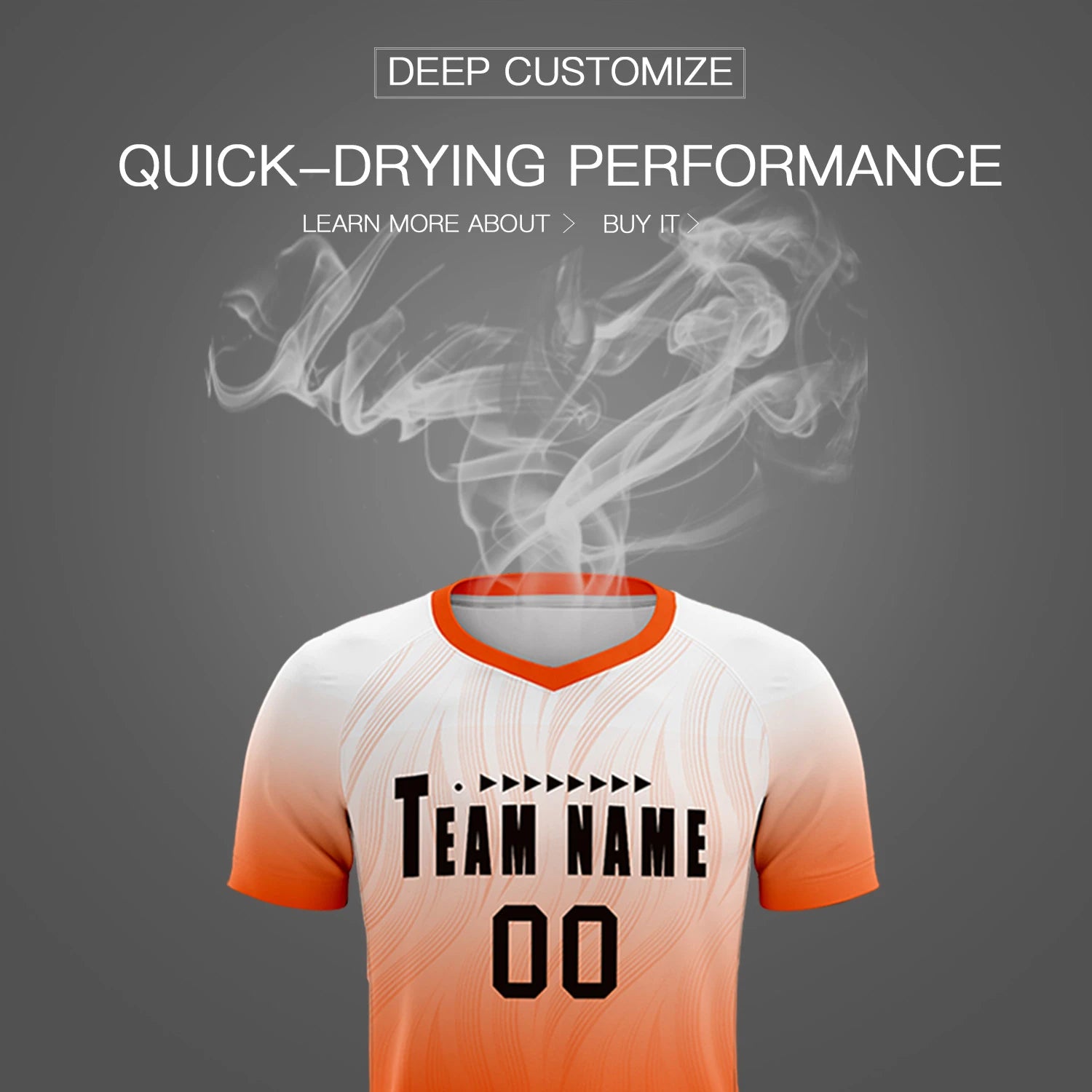 Custom White Orange Printing Sportswear Soccer Sets Jersey