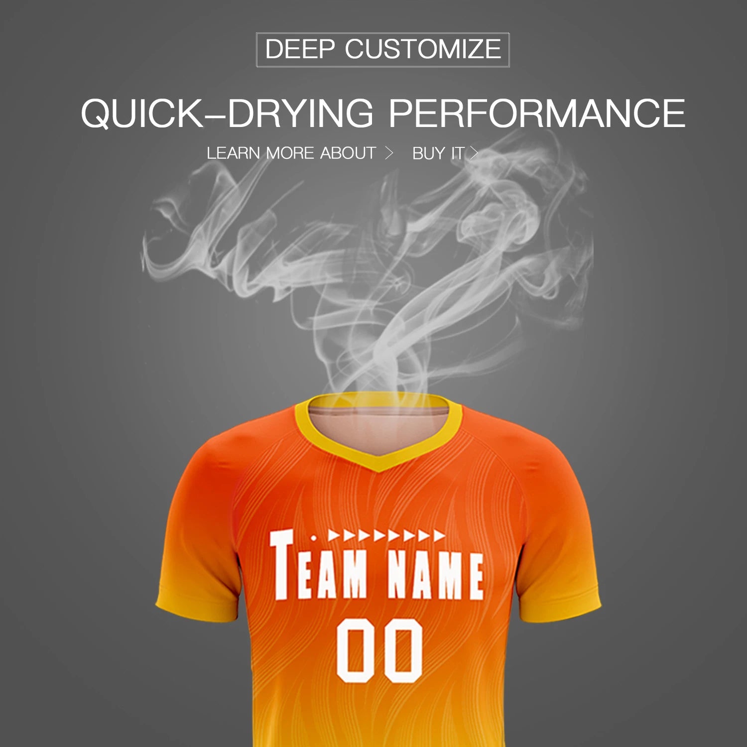 Custom Orange Gold01 Printing Sportswear Soccer Sets Jersey
