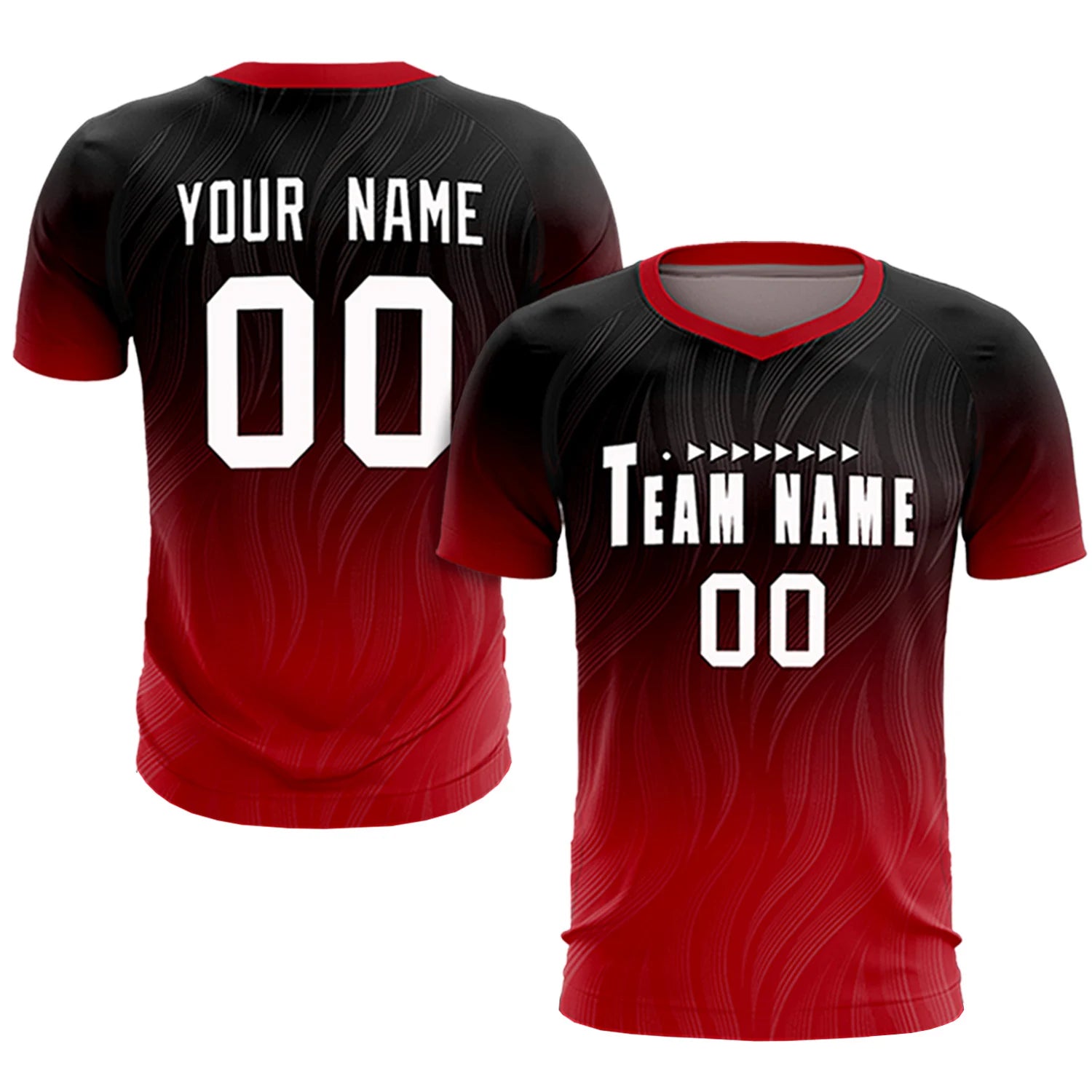 Custom Black Red Printing Sportswear Soccer Sets Jersey