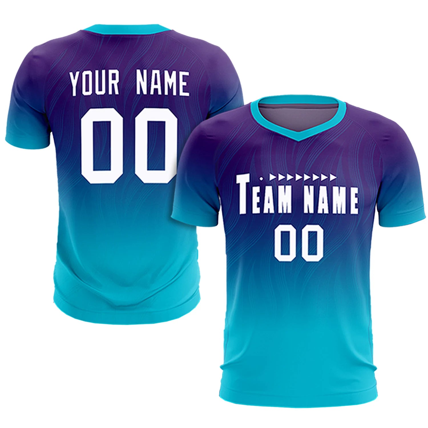 Custom Purple Sky Blue Printing Sportswear Soccer Sets Jersey