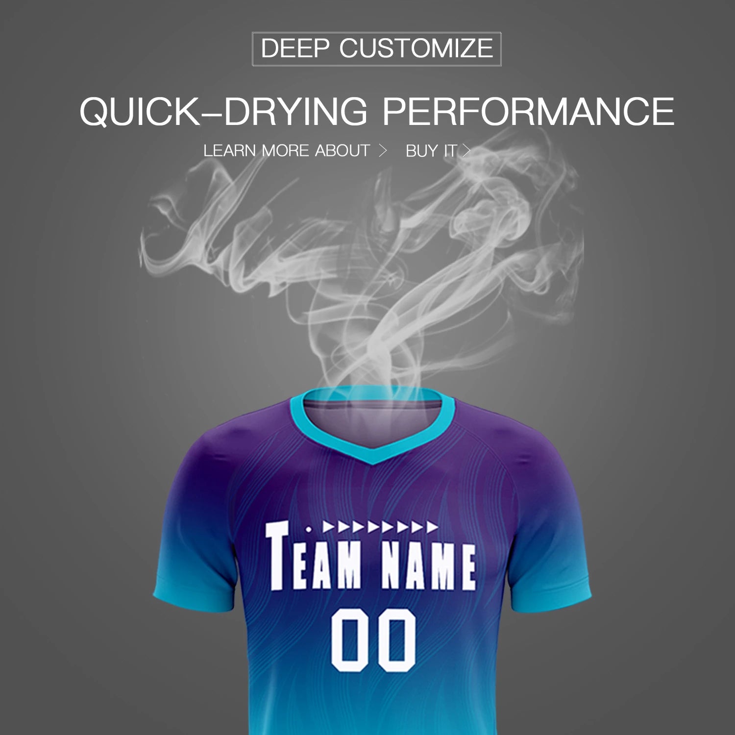 Custom Purple Sky Blue Printing Sportswear Soccer Sets Jersey