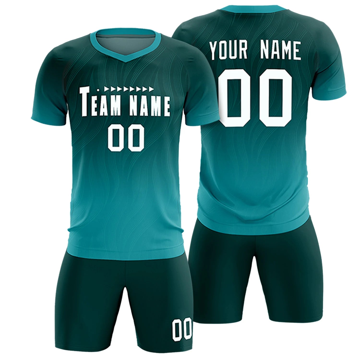 Custom Midnight Green Aqua Printing Sportswear Soccer Sets Jersey