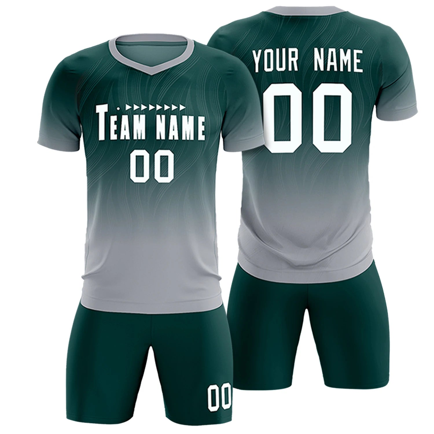 Custom Midnight Green Gray Printing Sportswear Soccer Sets Jersey