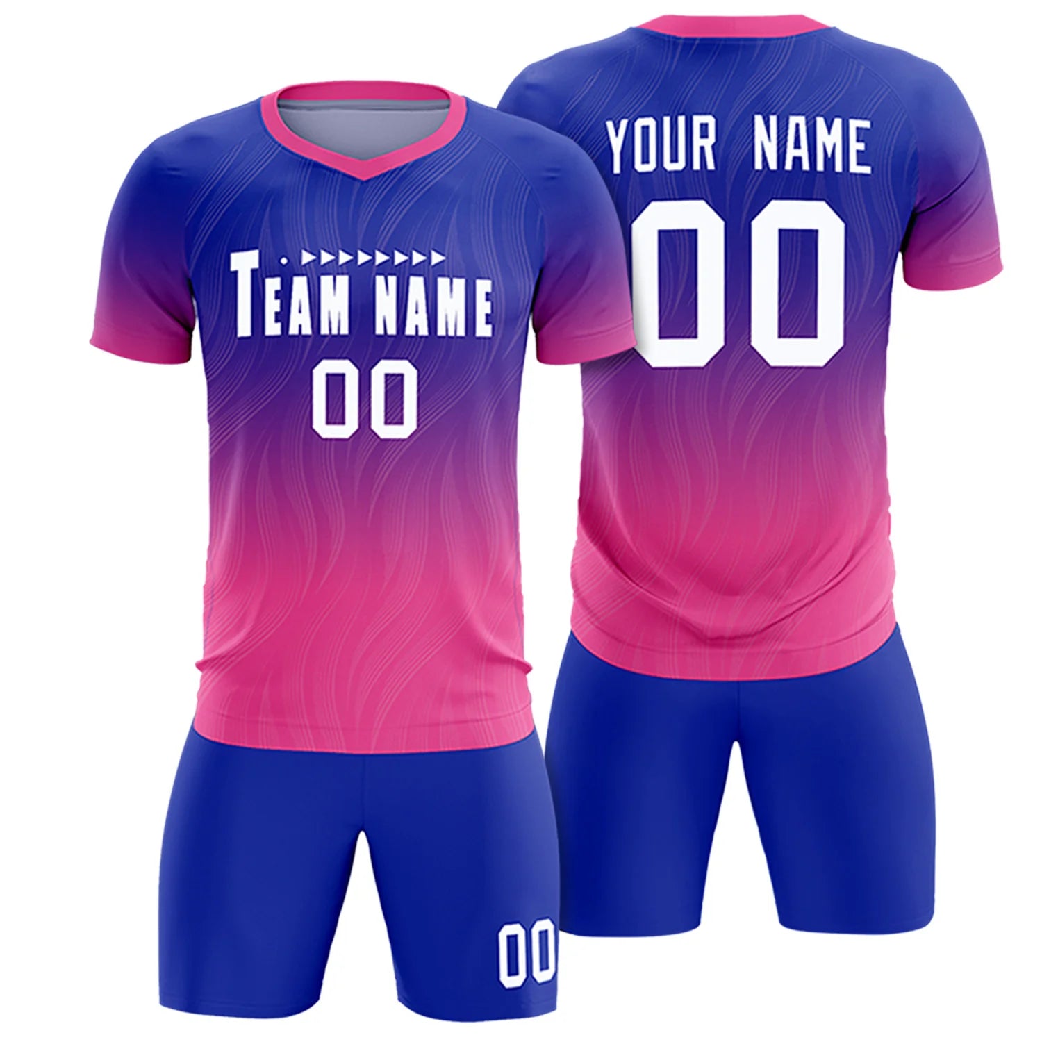 Custom Royal Blue Pink Printing Sportswear Soccer Sets Jersey