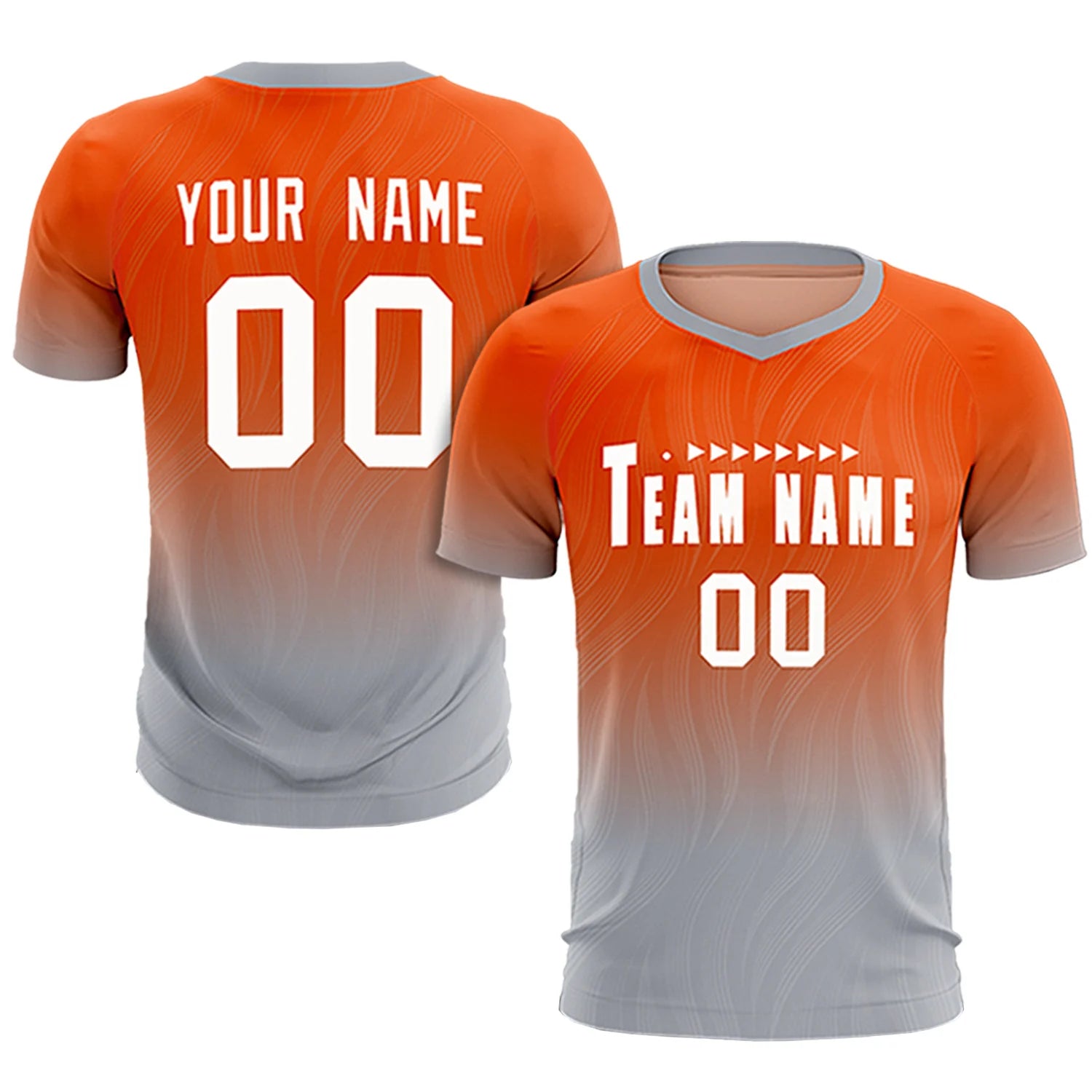 Custom Orange Gray Printing Sportswear Soccer Sets Jersey