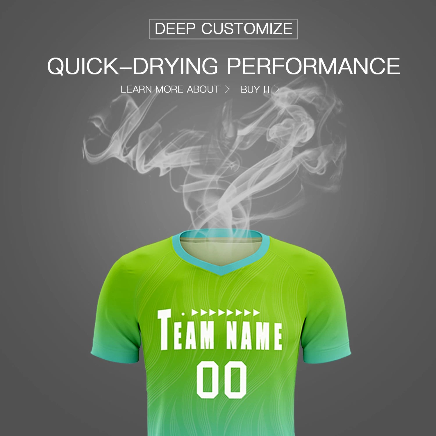 Custom Neon Green Aqua Printing Sportswear Soccer Sets Jersey