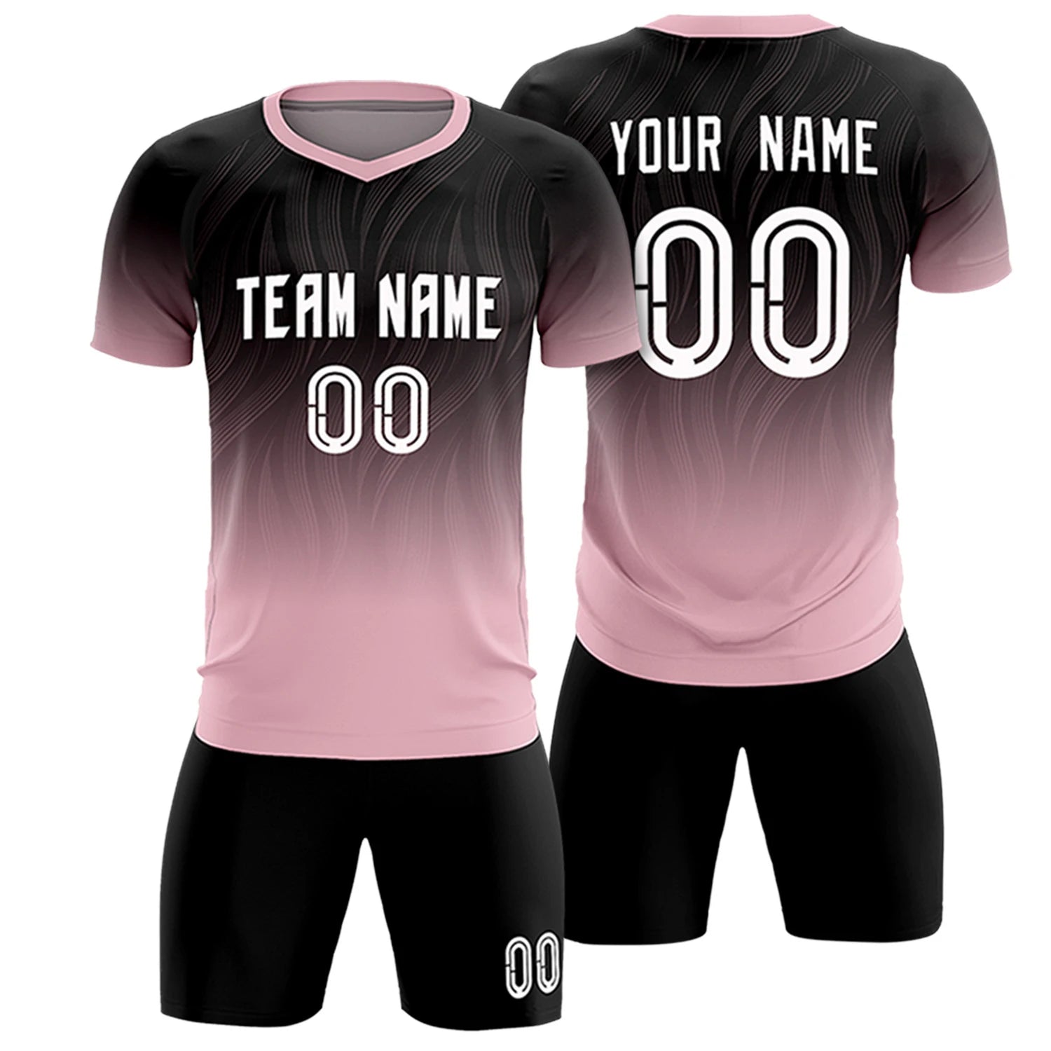 Custom Black Light Pink Printing Sportswear Soccer Sets Jersey