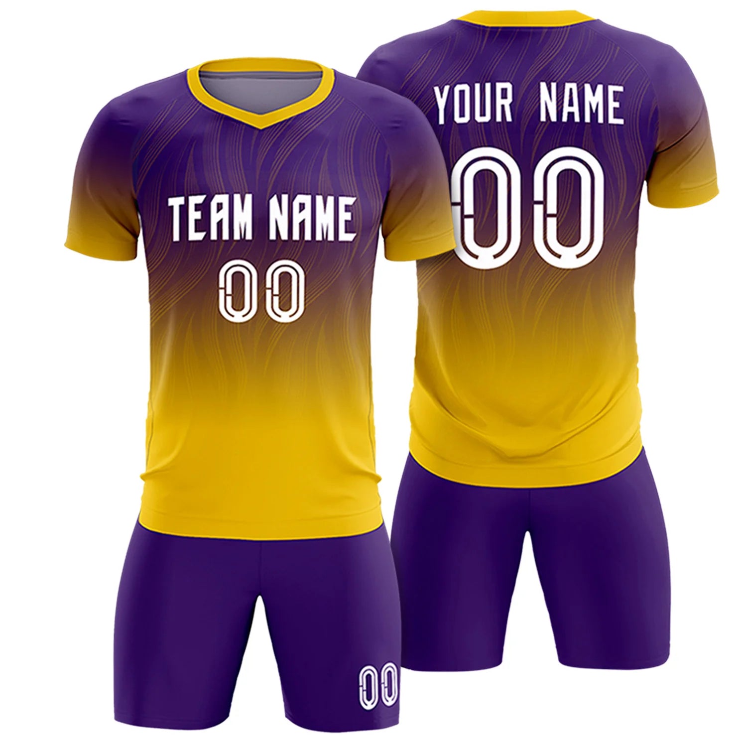 Custom Purple Gold01 Printing Sportswear Soccer Sets Jersey