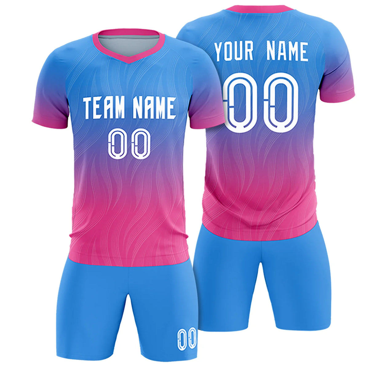 Custom Powder Blue Pink Printing Sportswear Soccer Sets Jersey