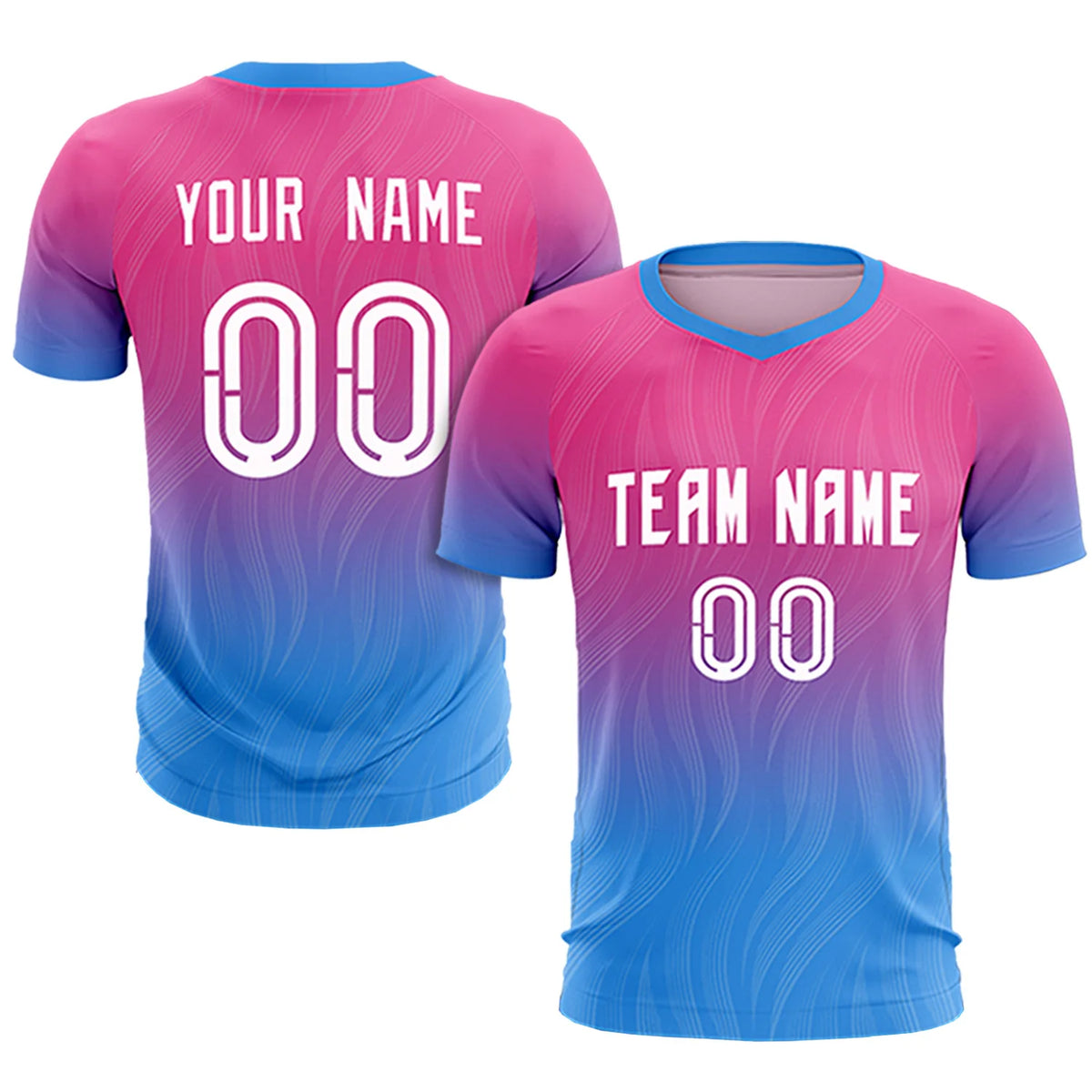 Custom Pink Powder Blue Printing Sportswear Soccer Sets Jersey