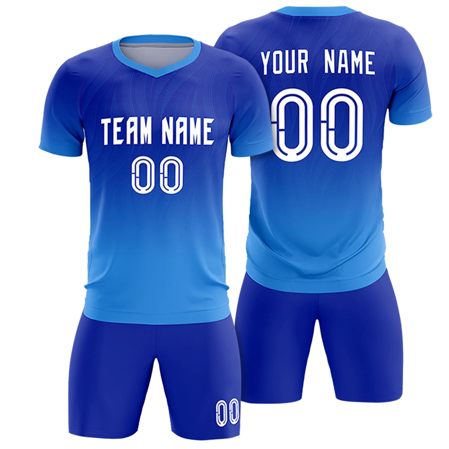 Custom Royal Blue Powder Blue Printing Sportswear Soccer Sets Jersey