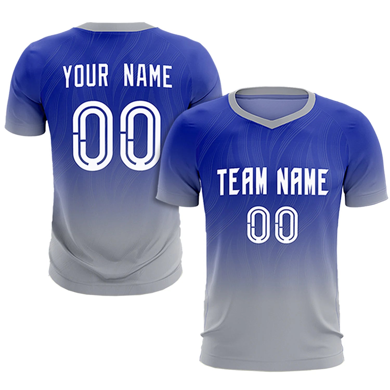 Custom Royal Blue Gray Printing Sportswear Soccer Sets Jersey