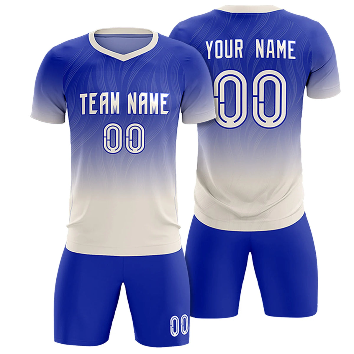 Custom Royal Blue Khaki Printing Sportswear Soccer Sets Jersey