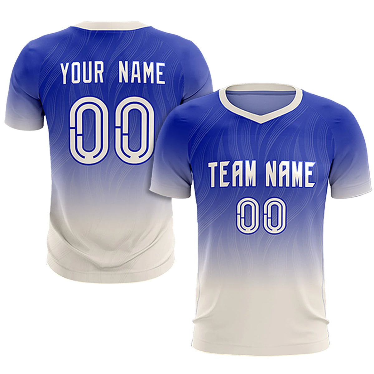 Custom Royal Blue Khaki Printing Sportswear Soccer Sets Jersey