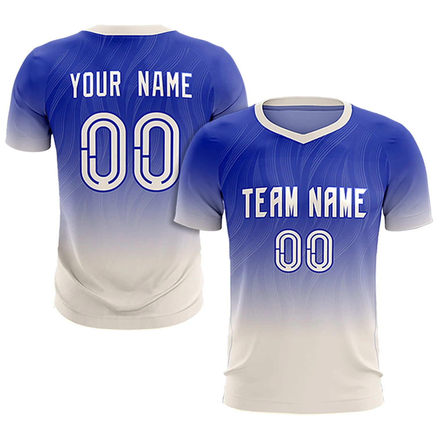 Custom Royal Blue Khaki Printing Sportswear Soccer Sets Jersey