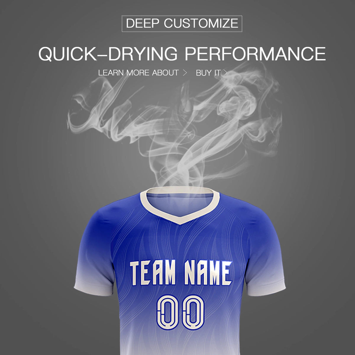 Custom Royal Blue Khaki Printing Sportswear Soccer Sets Jersey