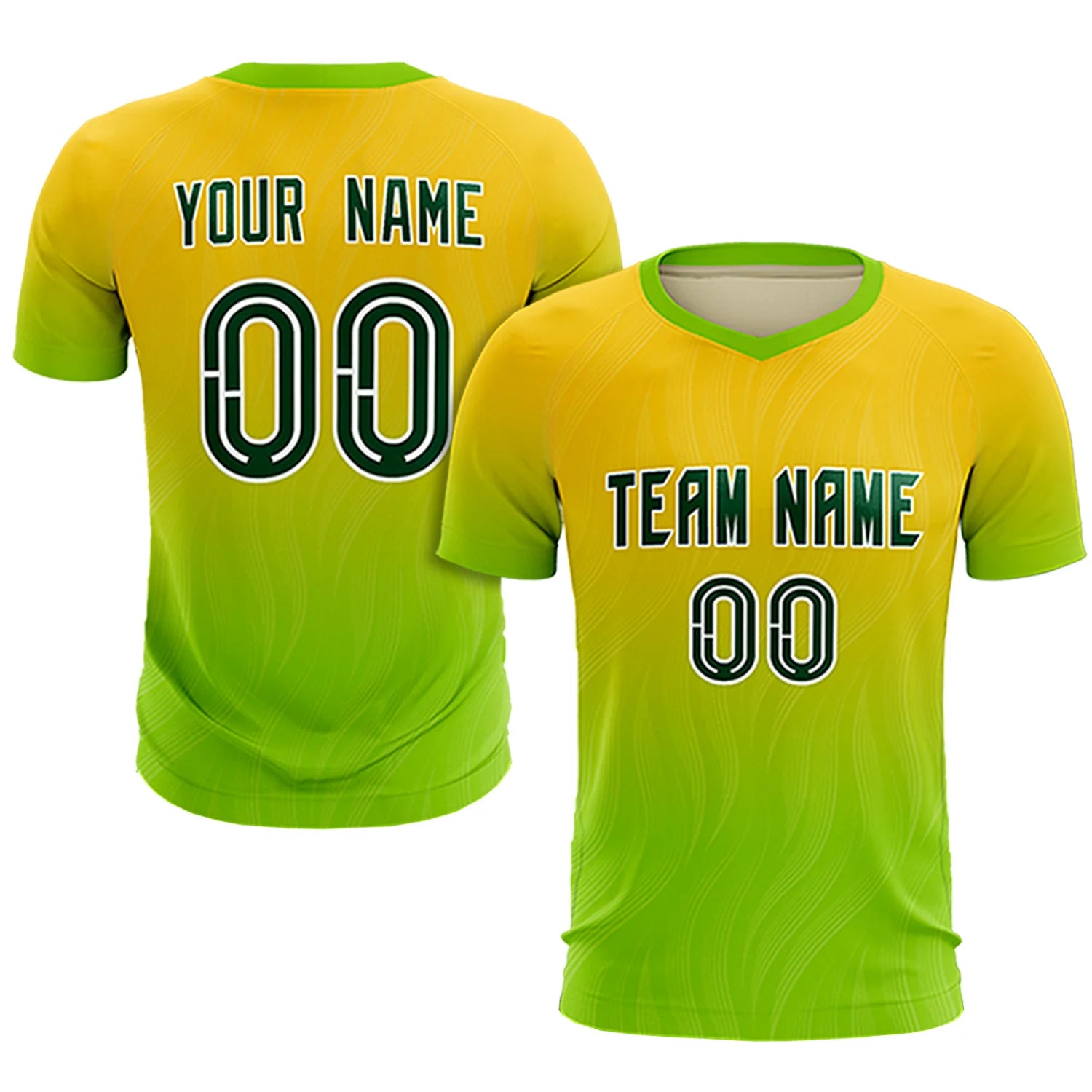 Custom Gold01 Neon Green Printing Sportswear Soccer Sets Jersey