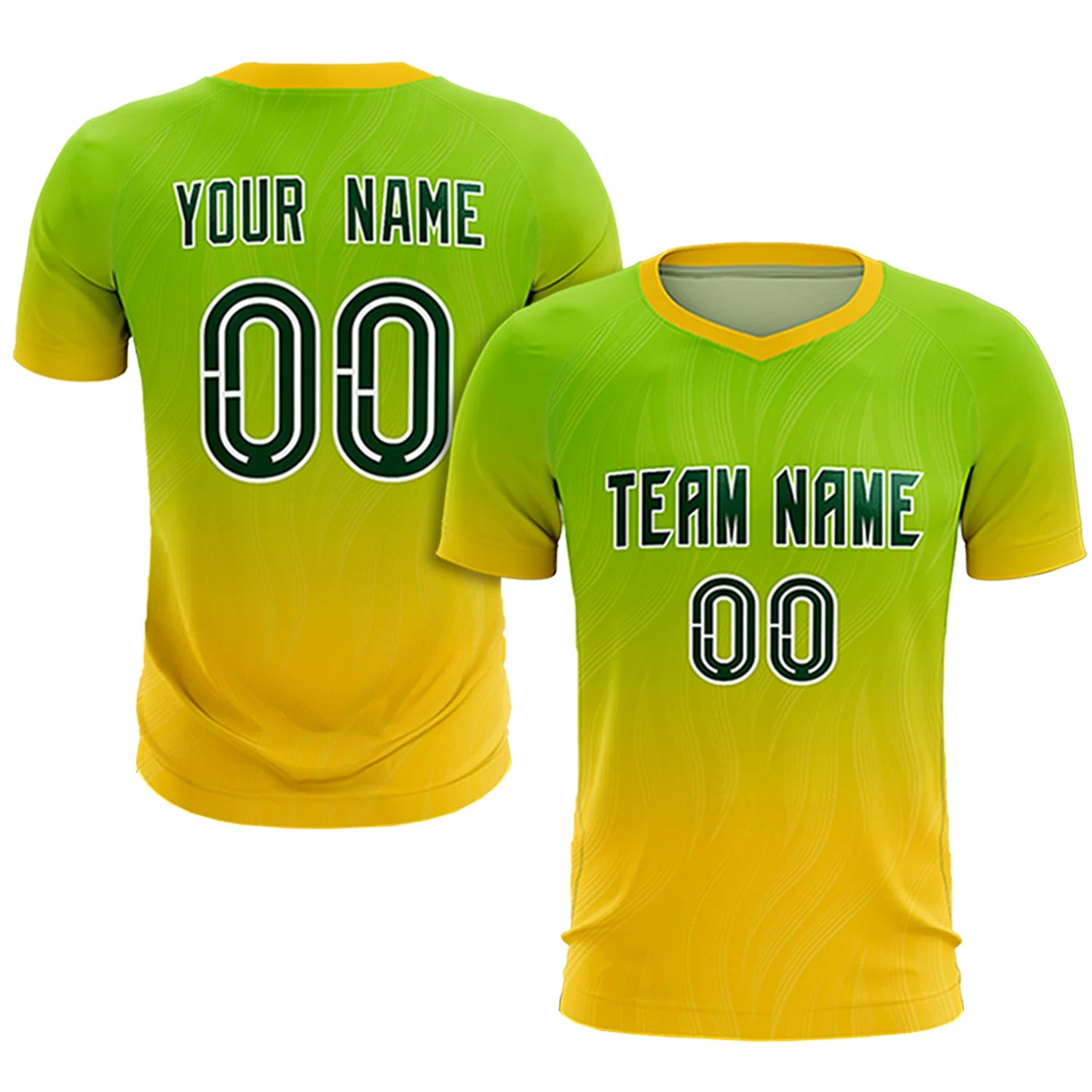 Custom Neon Green Gold01 Printing Sportswear Soccer Sets Jersey