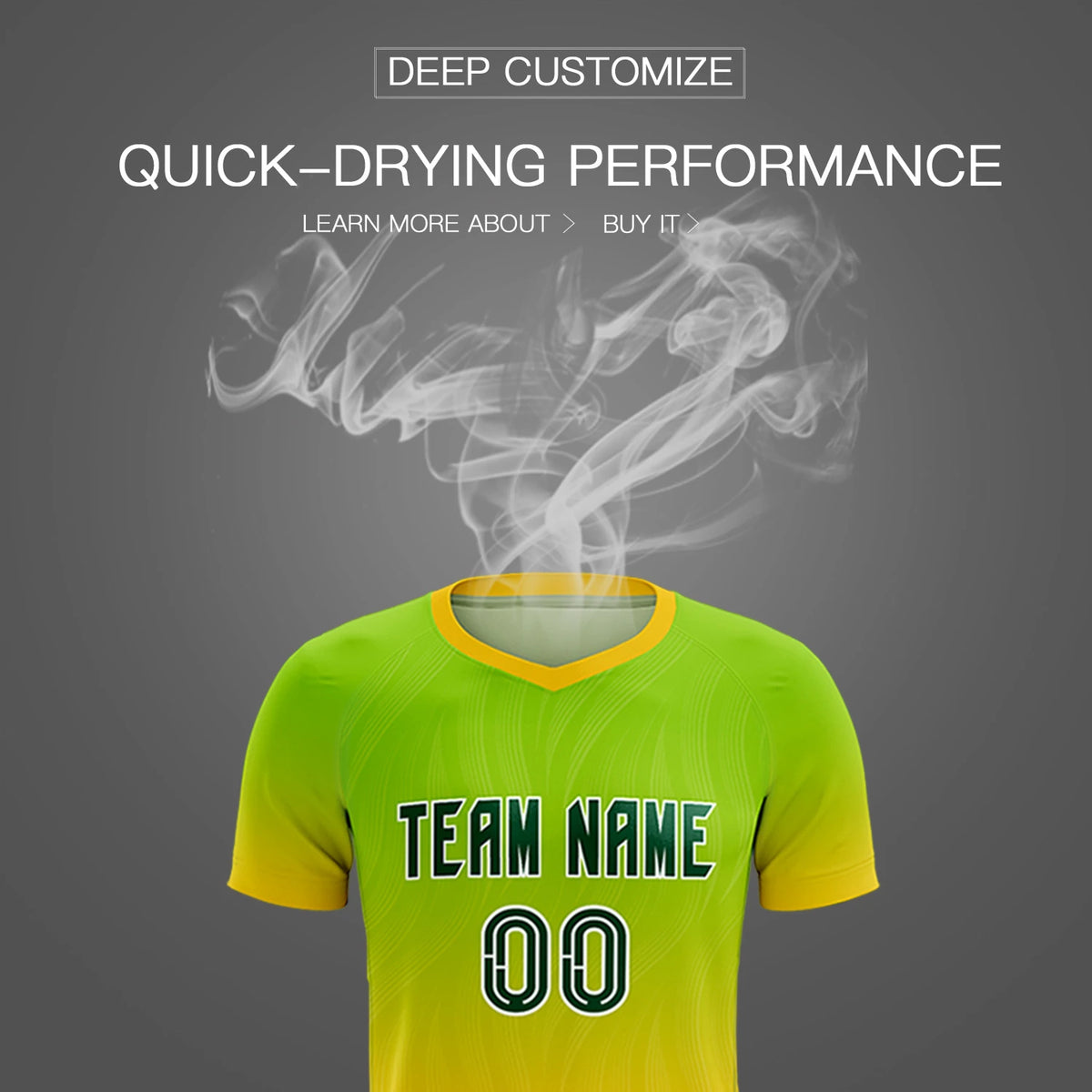 Custom Neon Green Gold01 Printing Sportswear Soccer Sets Jersey