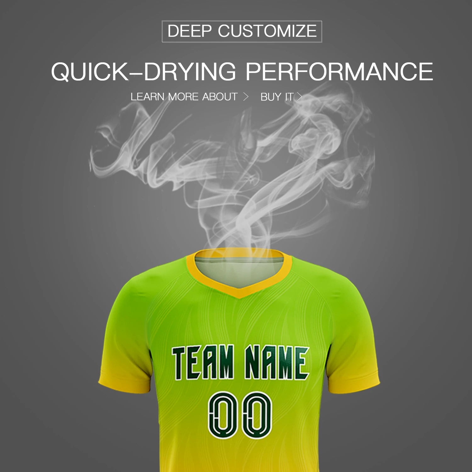 Custom Neon Green Gold01 Printing Sportswear Soccer Sets Jersey