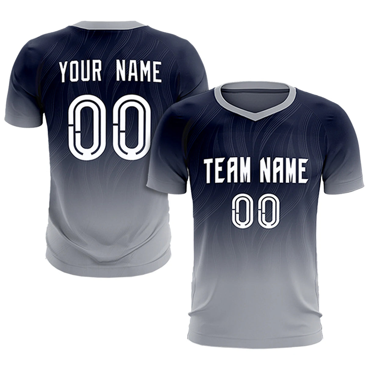 Custom Navy Gray Printing Sportswear Soccer Sets Jersey