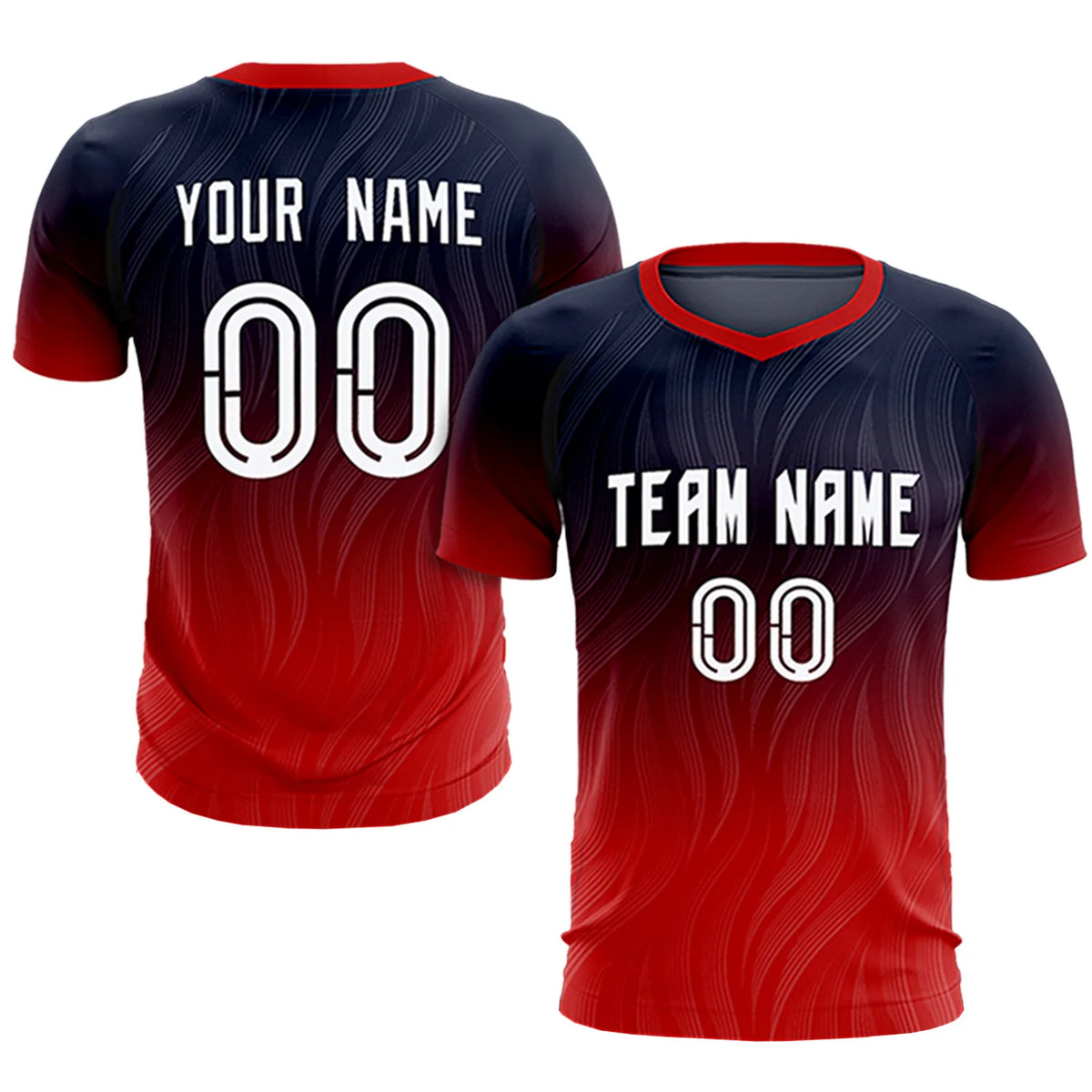 Custom Navy Red Printing Sportswear Soccer Sets Jersey