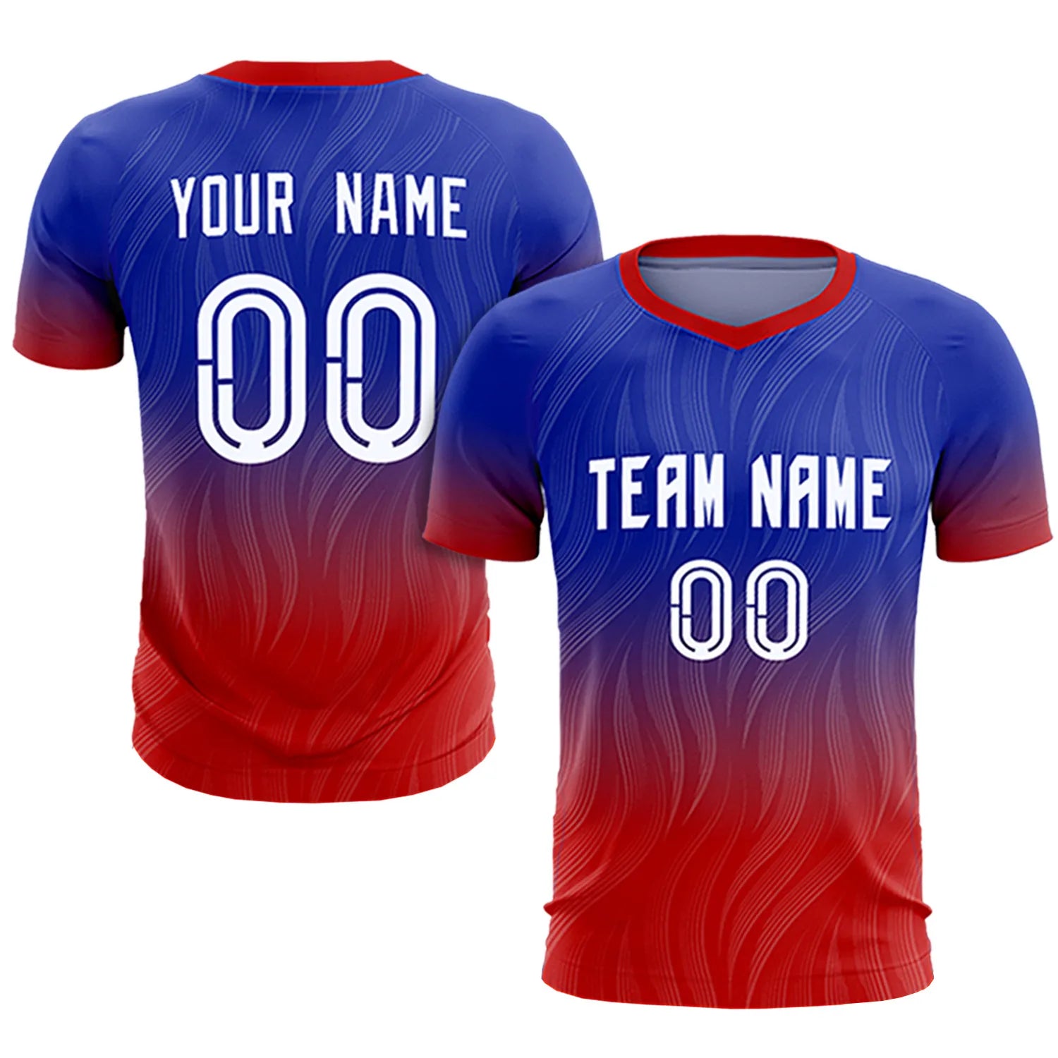 Custom Royal Blue Red Printing Sportswear Soccer Sets Jersey