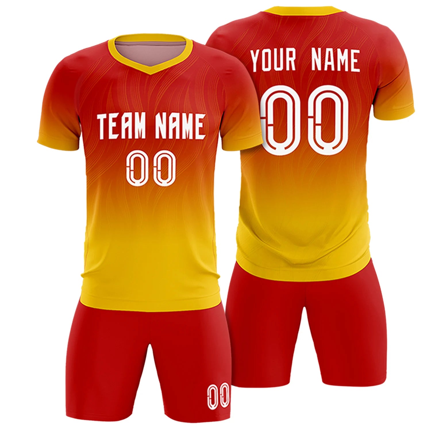 Custom Red Gold01 Printing Sportswear Soccer Sets Jersey