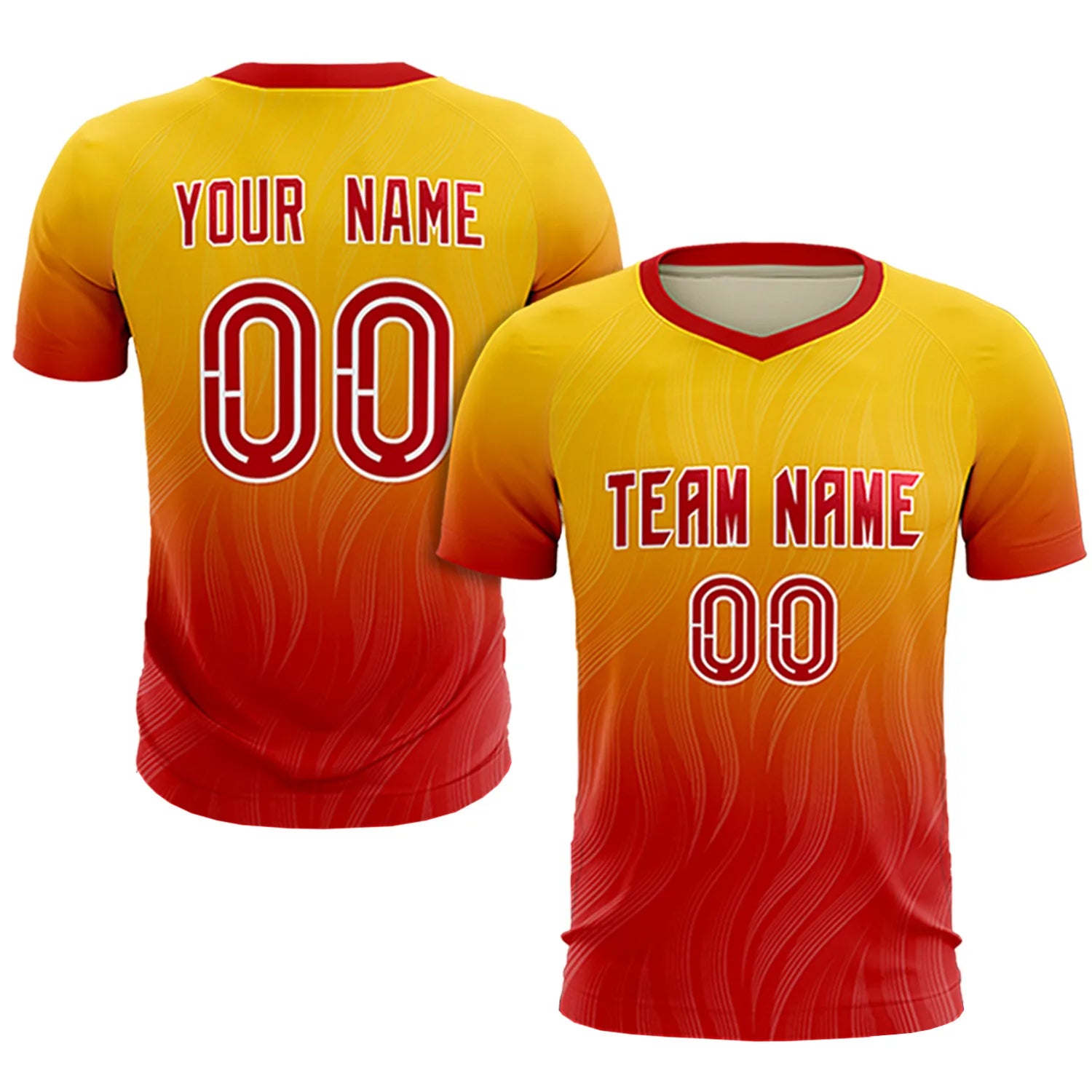 Custom Gold01 Red Printing Sportswear Soccer Sets Jersey