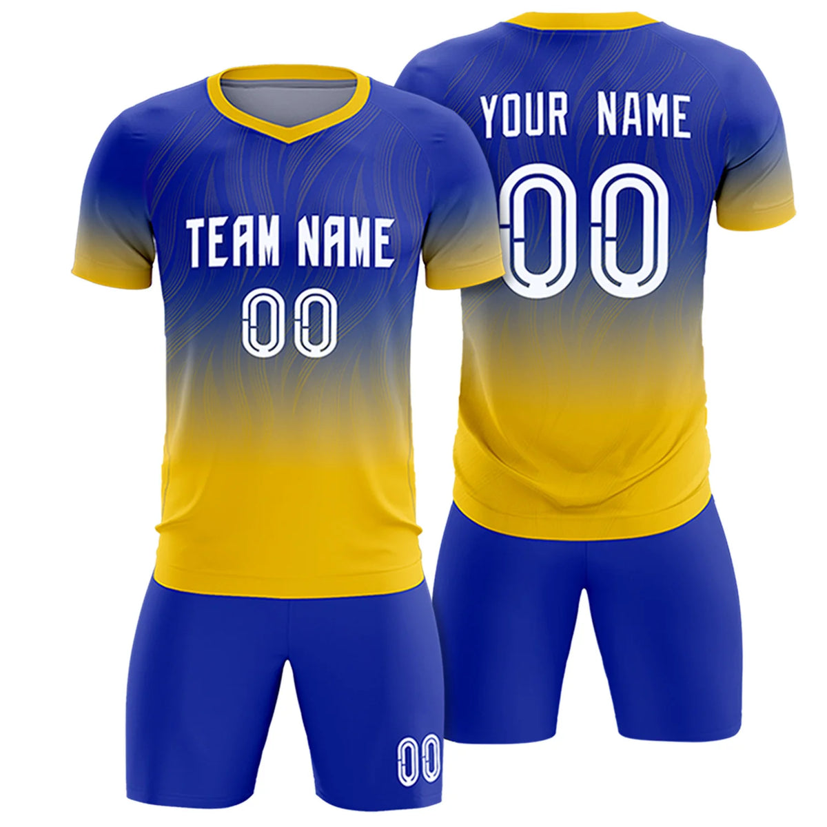 Custom Royal Blue Gold01 Printing Sportswear Soccer Sets Jersey
