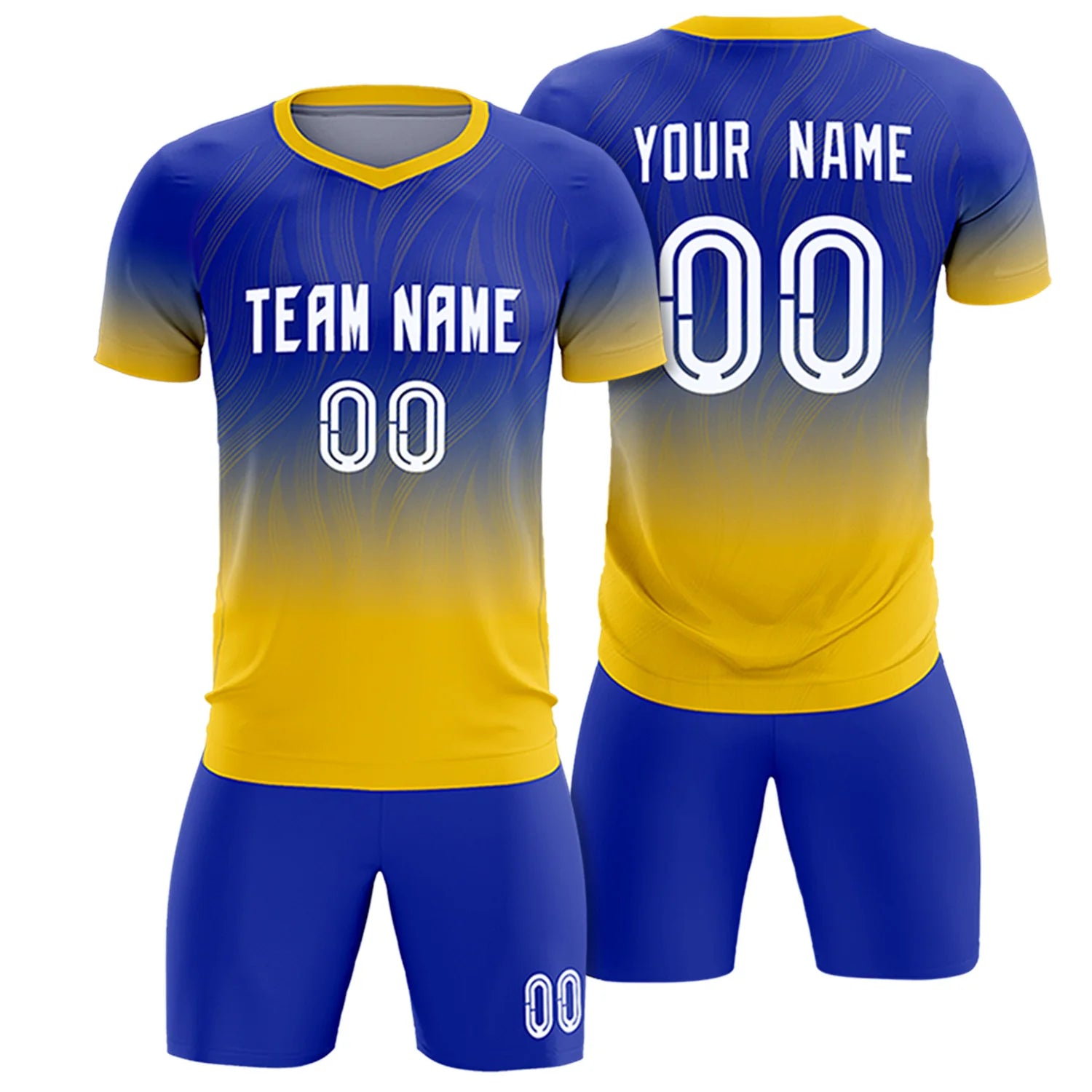 Custom Royal Blue Gold01 Printing Sportswear Soccer Sets Jersey