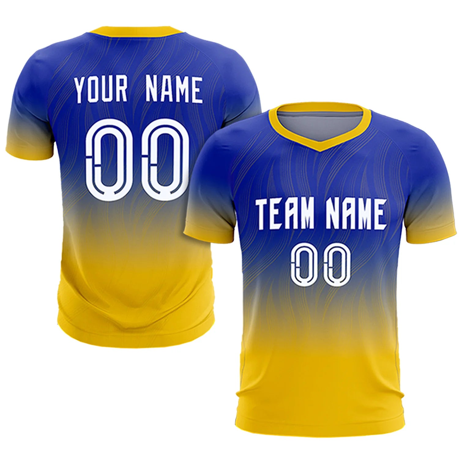 Custom Royal Blue Gold01 Printing Sportswear Soccer Sets Jersey