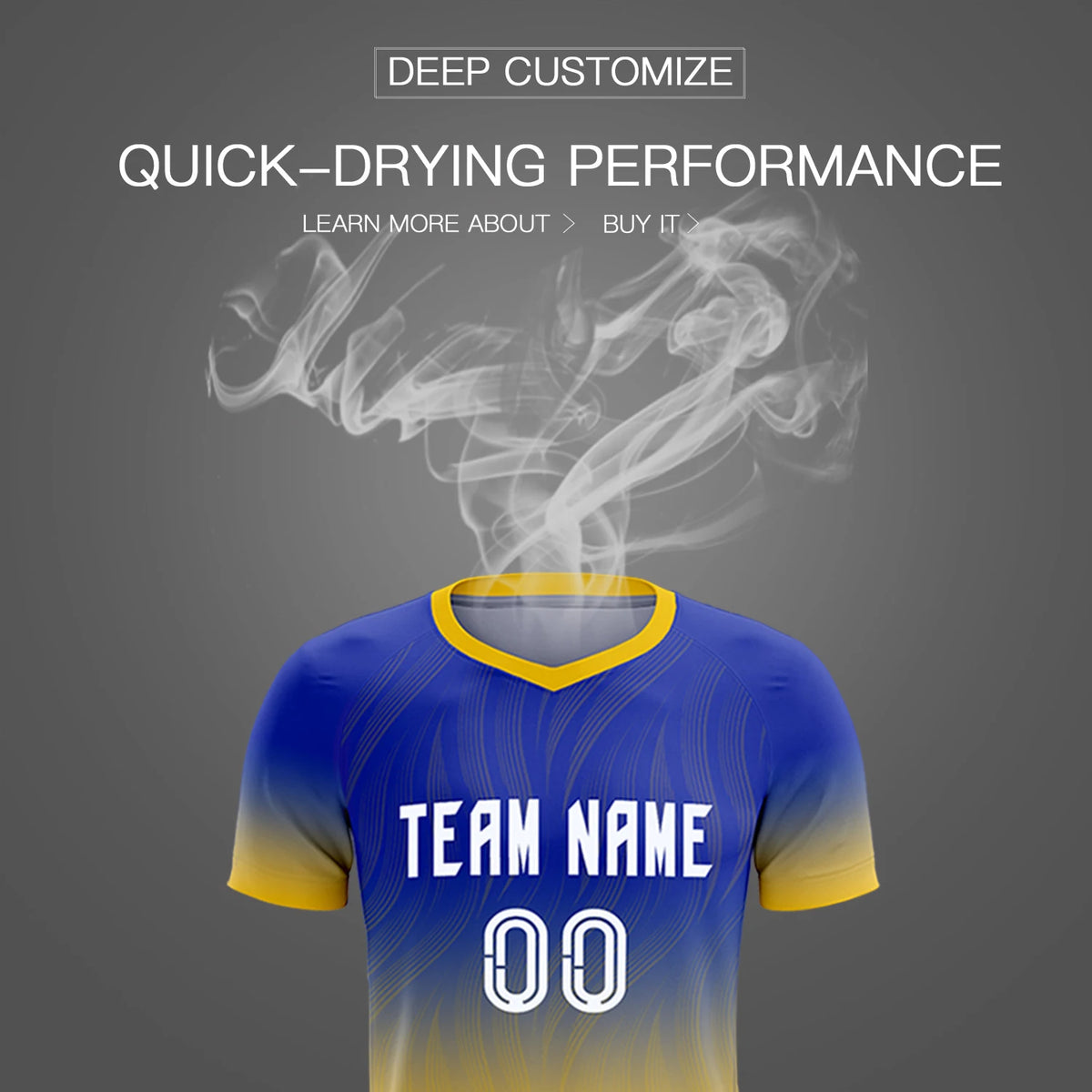 Custom Royal Blue Gold01 Printing Sportswear Soccer Sets Jersey